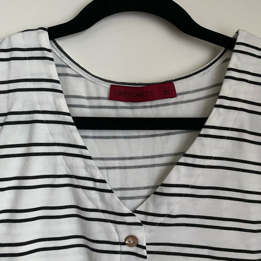 Scarlett Black and White Striped Button-Down Blouse Size XL - Picture 7 of 9